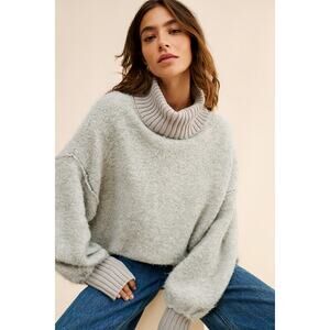 Free People Milo Oversized Pullover Slouchy Sweater in Gray, Small